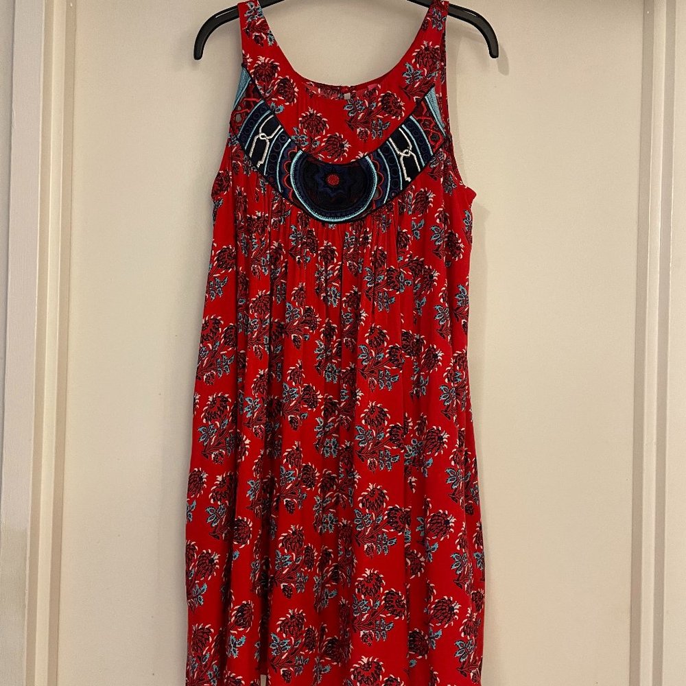 Plenty by Tracy Reese Red Summer Print Loose Dress- Size Medium NWT